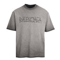 BALENCIAGA Washed Mud-Dyed Geometric Double-B Distressed Short-Sleeve T-Shirt
