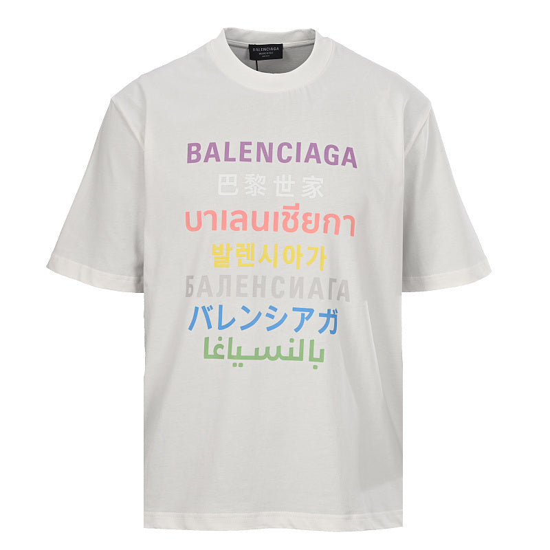 BALENCIAGA BLCG Multi-Language Rainbow Letter Print T-Shirt