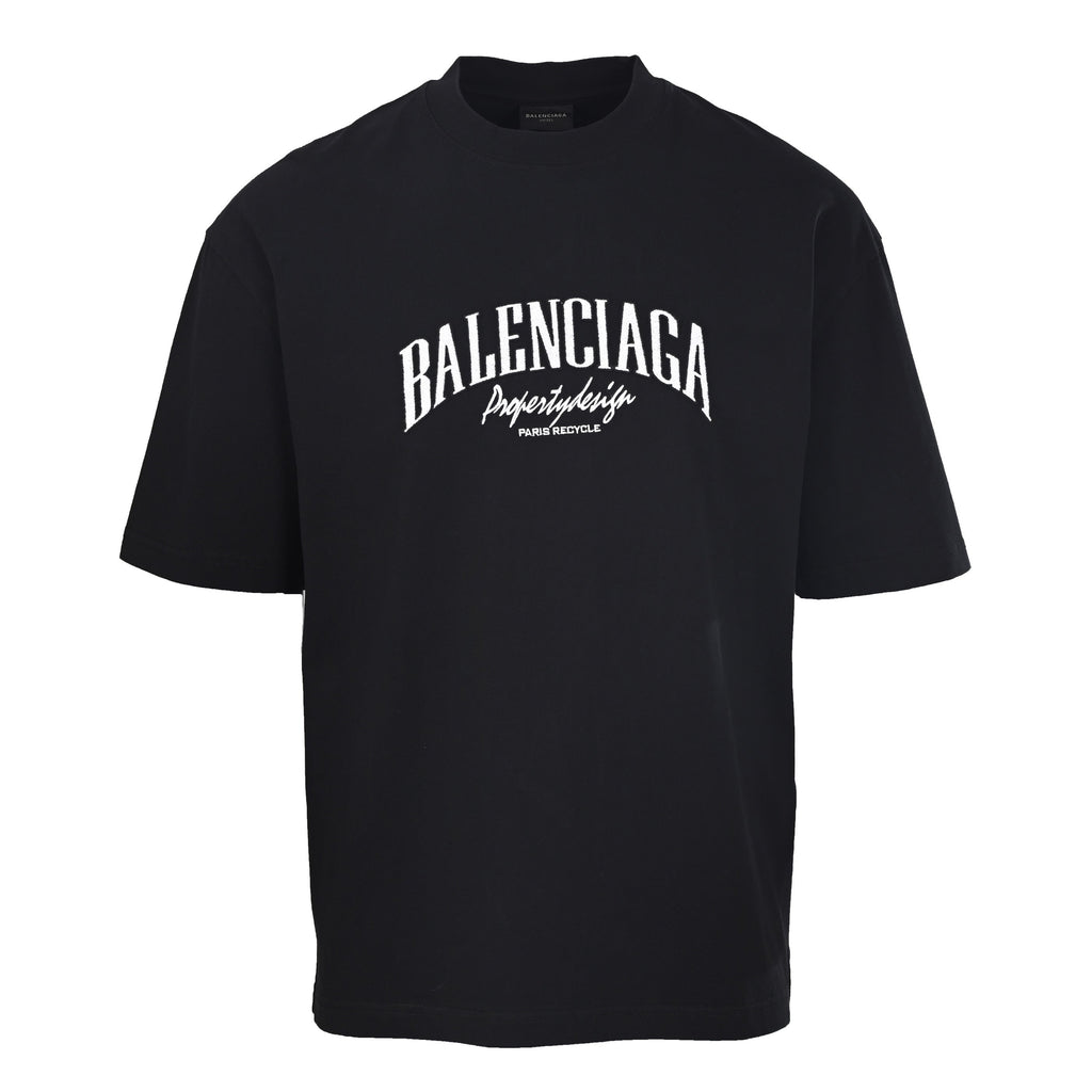 Balenciaga Distressed Logo Relaxed-Fit Cotton T-Shirt