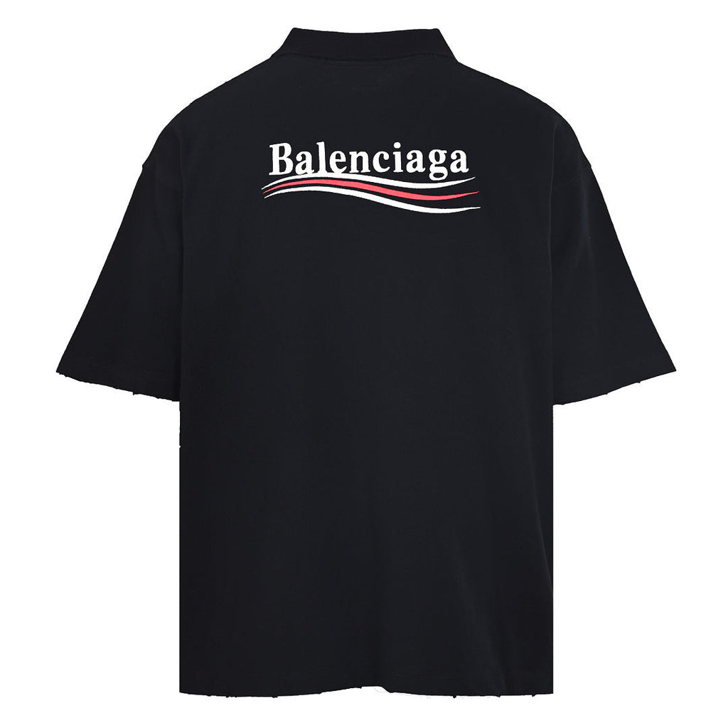 BALENCIAGA Cola Embroidery Short-Sleeve Polo Shirt