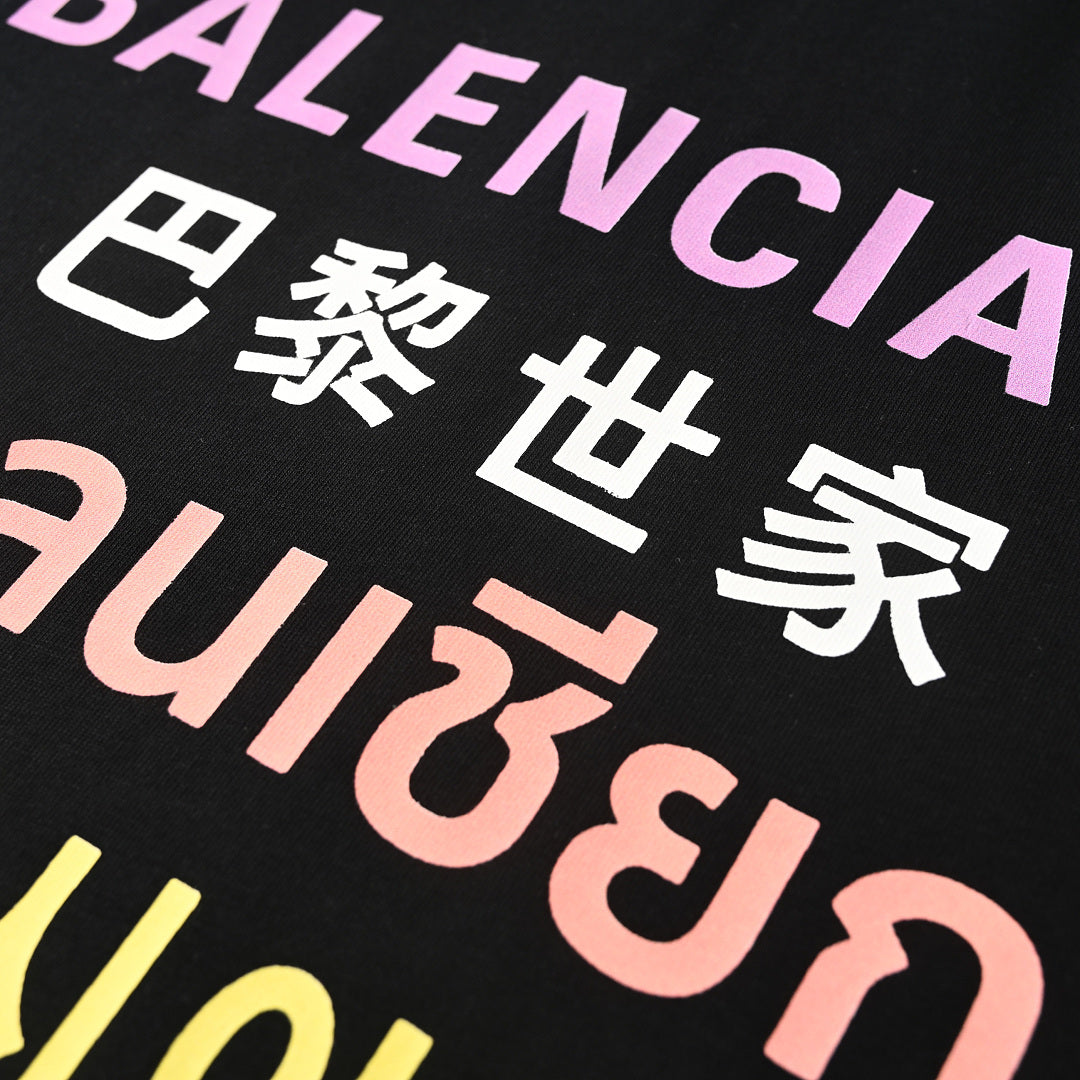 BALENCIAGA BLCG Multi-Language Rainbow Letter Print T-Shirt