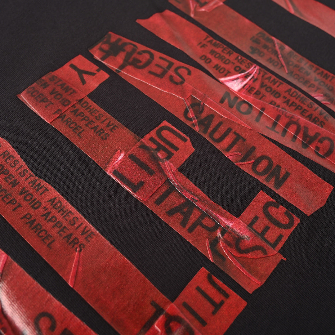 Balenciaga (BLCG) Red Masking Tape-Lettering Short-Sleeve T-Shirt