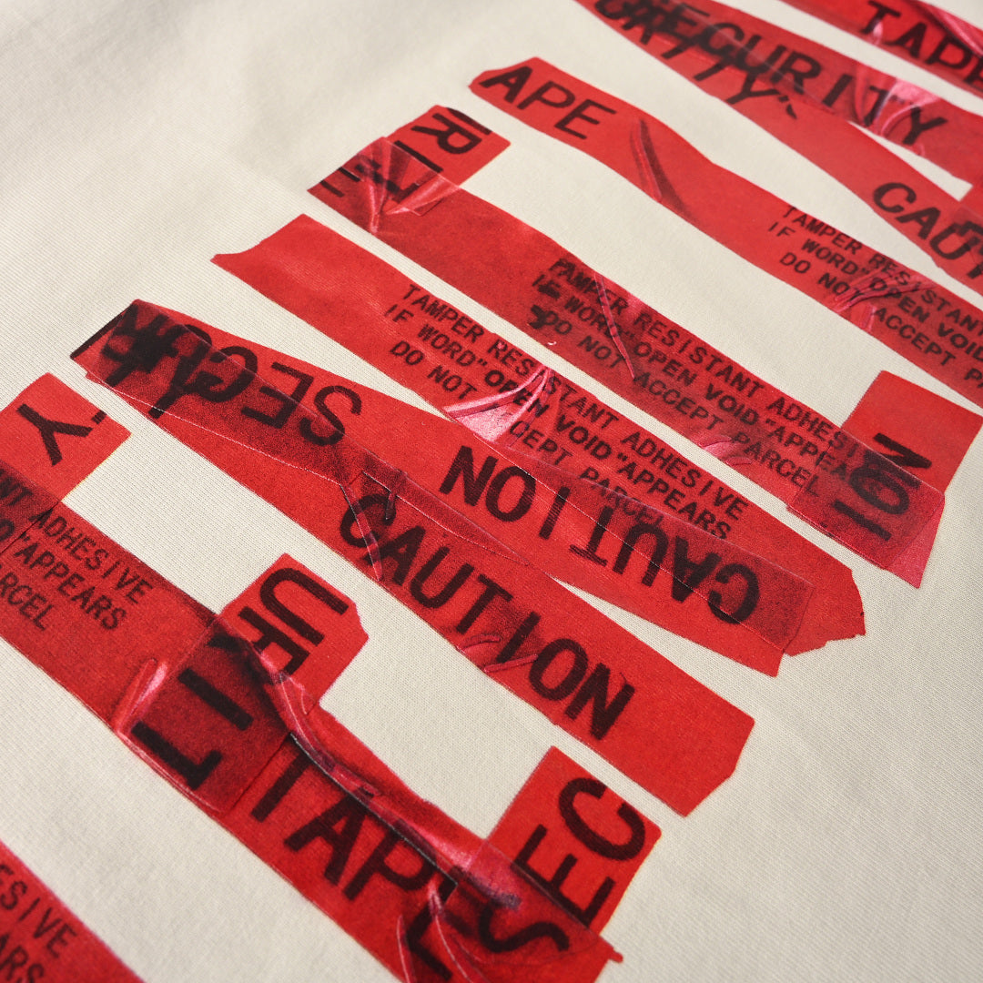 Balenciaga (BLCG) Red Masking Tape-Lettering Short-Sleeve T-Shirt