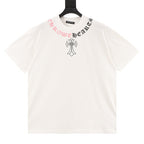 Chrome Hearts Color-block Gothic Script Cross Necklace T-Shirt