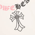 Chrome Hearts Color-block Gothic Script Cross Necklace T-Shirt