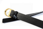 Dior Black Calfskin Belt with Gold Buckle