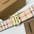 Burberry Men's Leather Belt – TB Monogram Buckle / Check Pattern