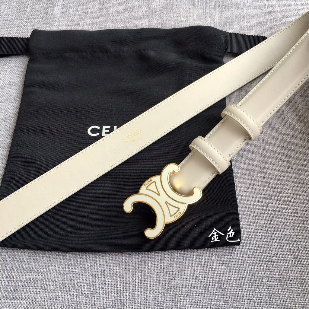 Authentic Celine Women's Leather Belt – Triomphe Buckle