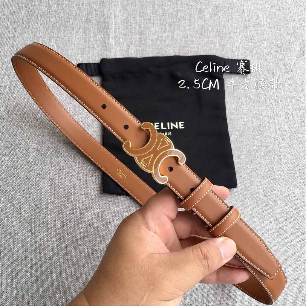 Authentic Celine Women's Leather Belt – Triomphe Buckle