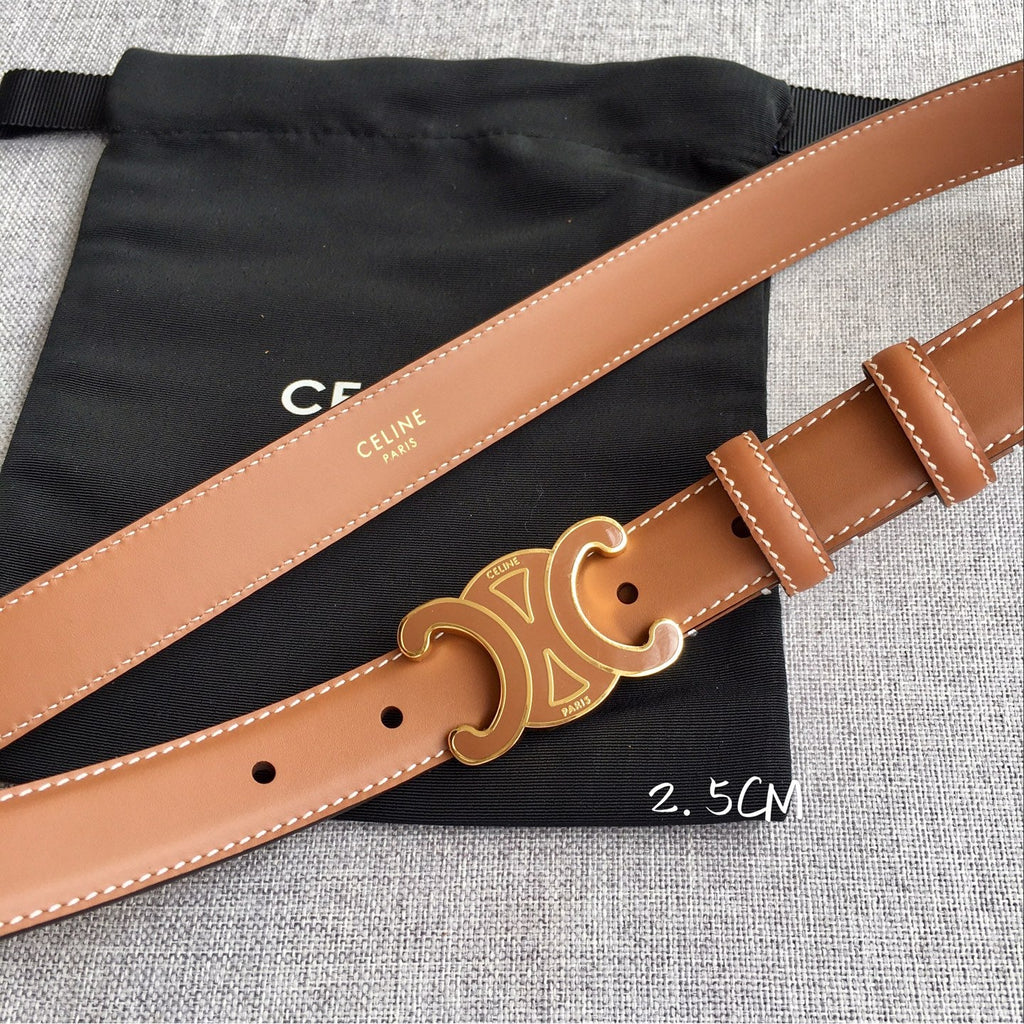 Authentic Celine Women's Leather Belt – Triomphe Buckle
