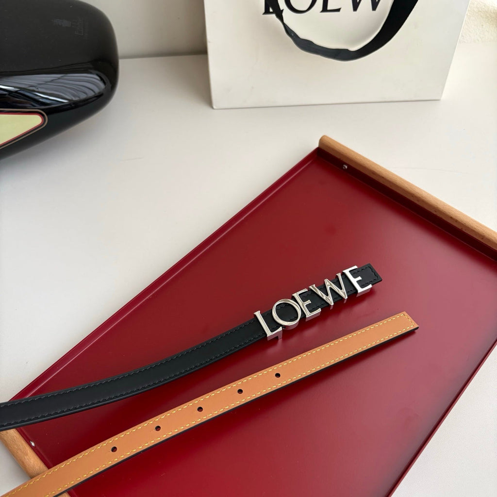 Loewe Women's Leather Belt Anagram Buckle Classic Dress Waist Belt for Jeans Trousers Coat Casual Formal