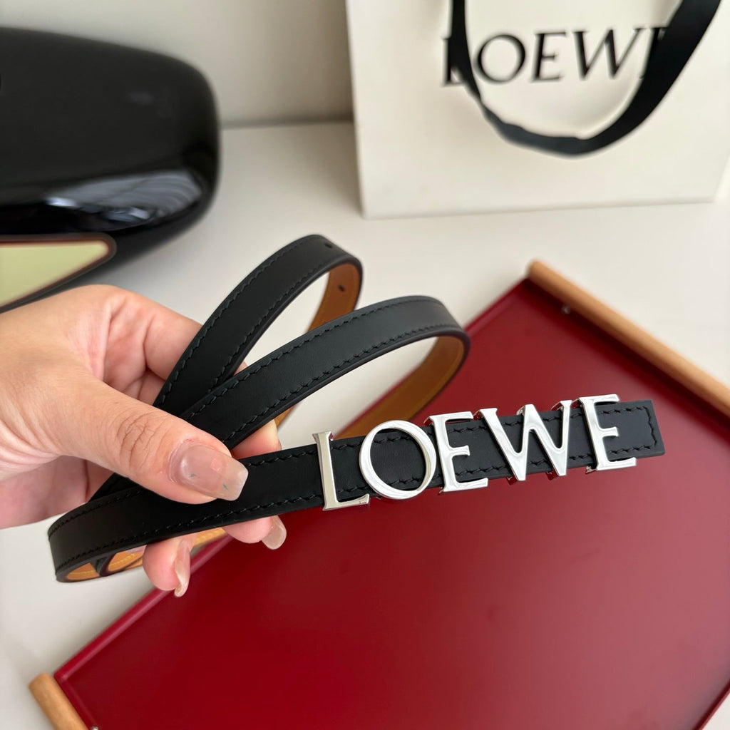 Loewe Women's Leather Belt Anagram Buckle Classic Dress Waist Belt for Jeans Trousers Coat Casual Formal
