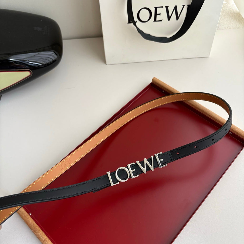 Loewe Women's Leather Belt Anagram Buckle Classic Dress Waist Belt for Jeans Trousers Coat Casual Formal