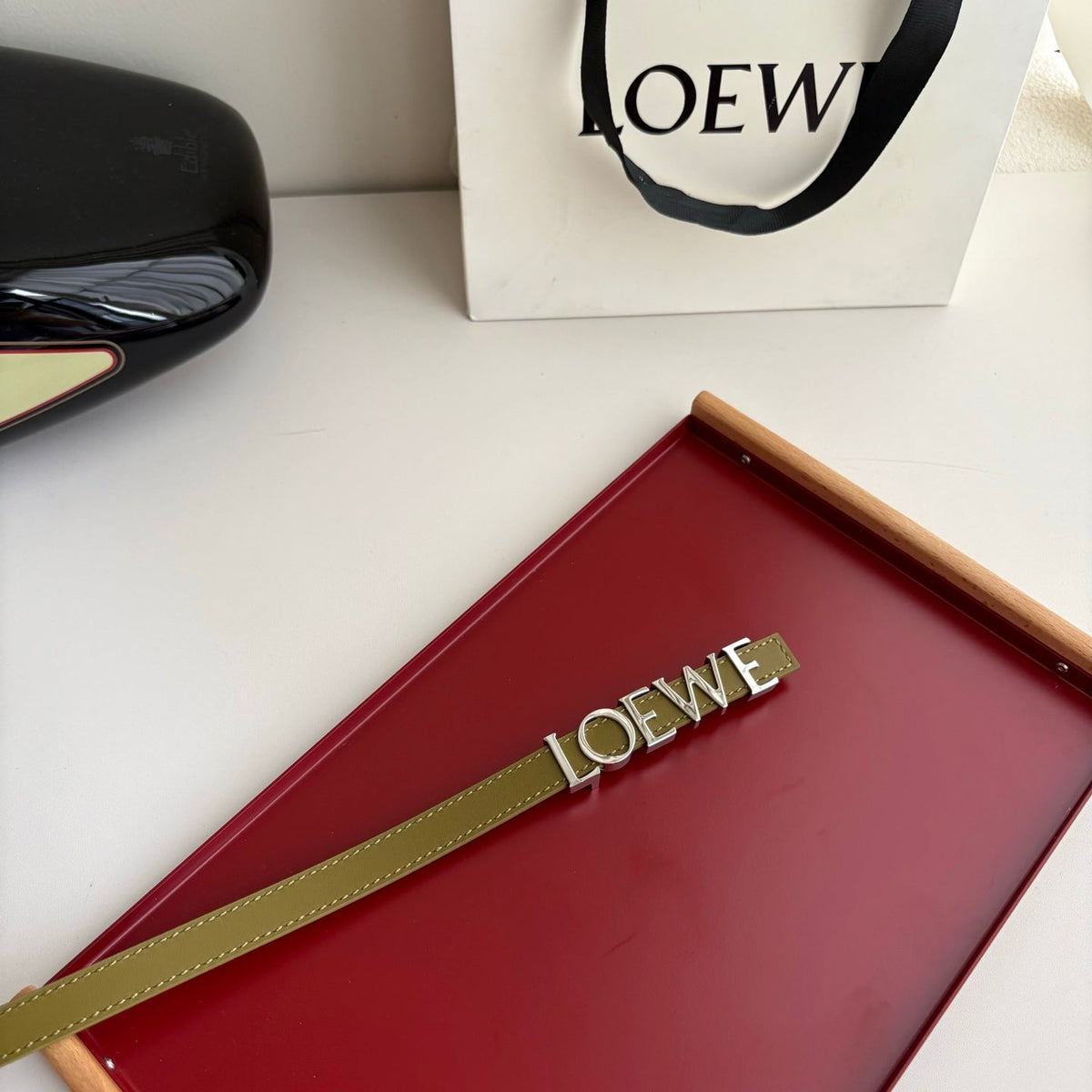 Loewe Women's Leather Belt Anagram Buckle Classic Dress Waist Belt for Jeans Trousers Coat Casual Formal