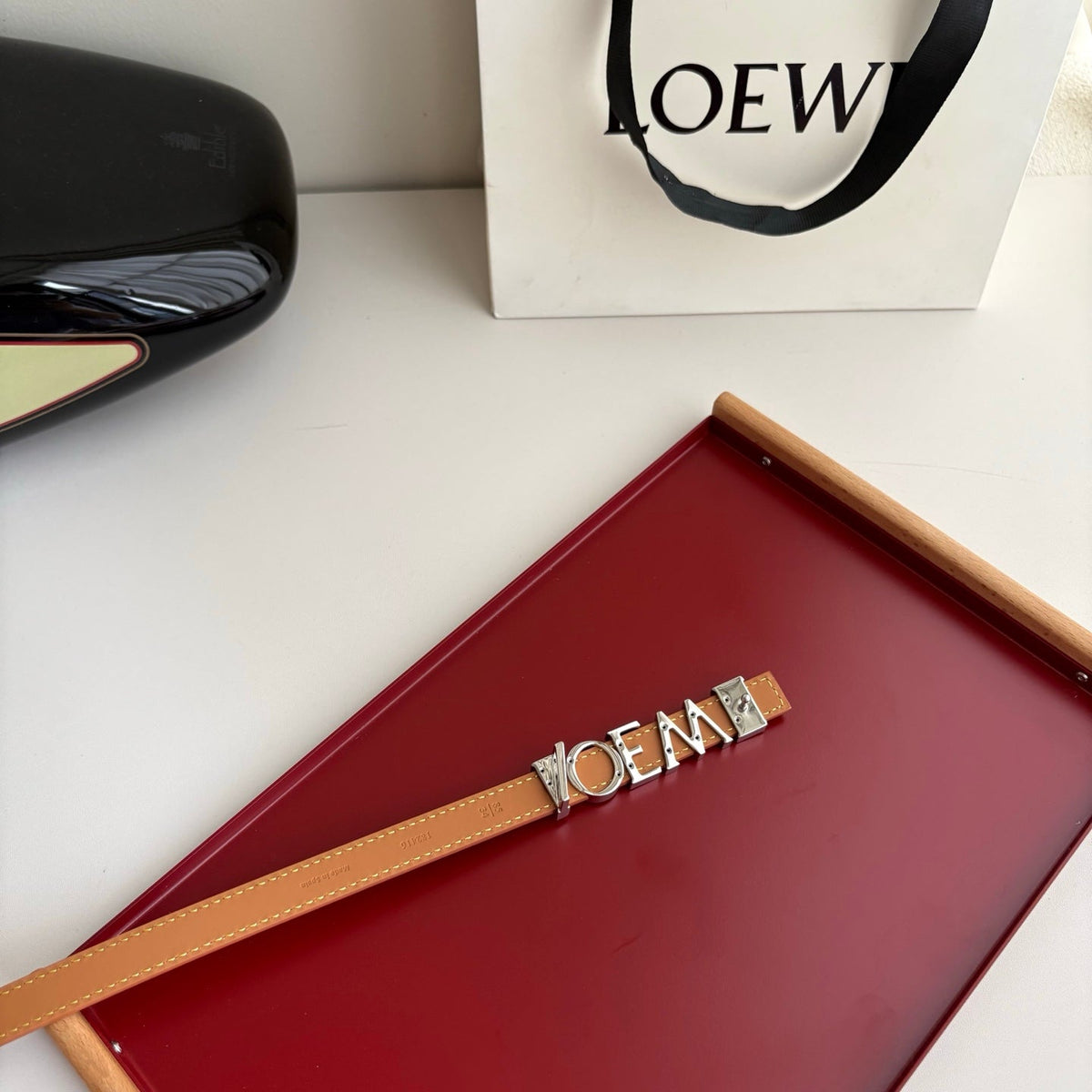 Loewe Women's Leather Belt Anagram Buckle Classic Dress Waist Belt for Jeans Trousers Coat Casual Formal