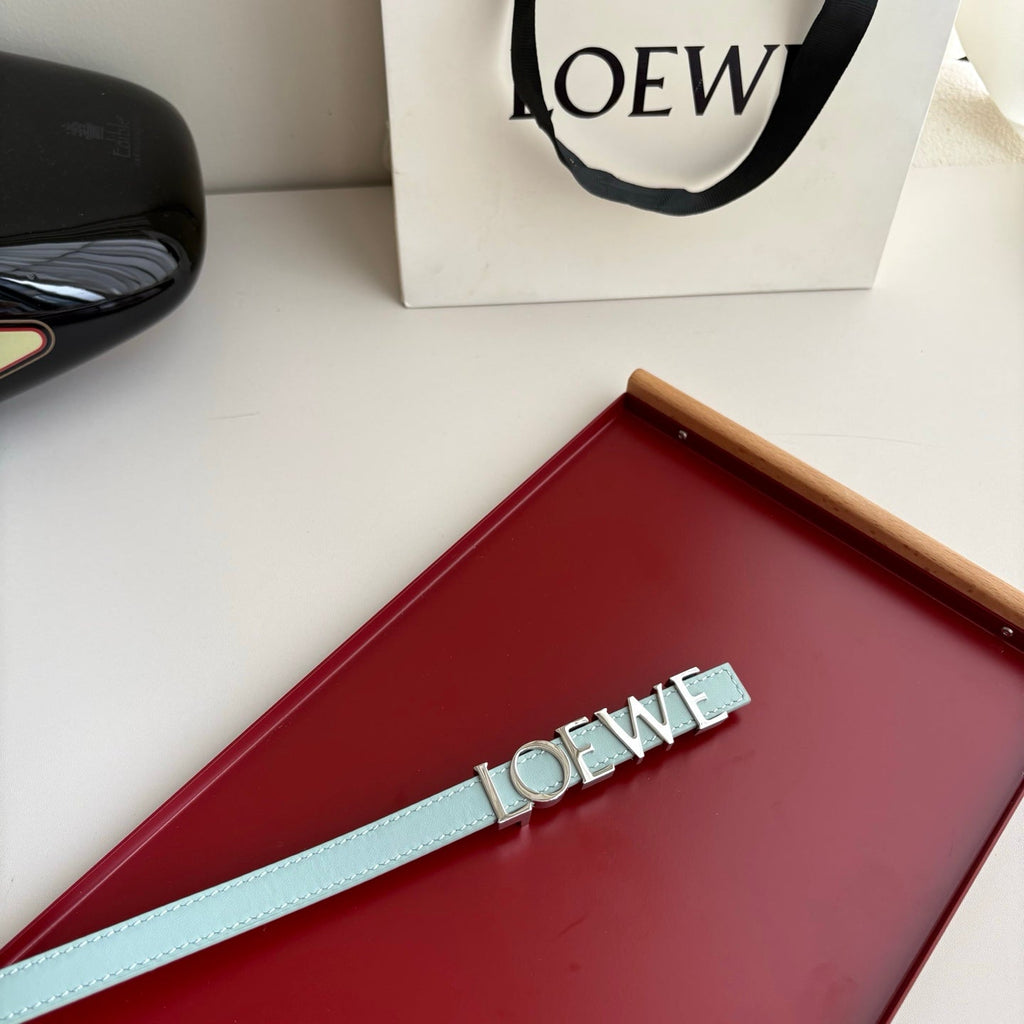 Loewe Women's Leather Belt Anagram Buckle Classic Dress Waist Belt for Jeans Trousers Coat Casual Formal