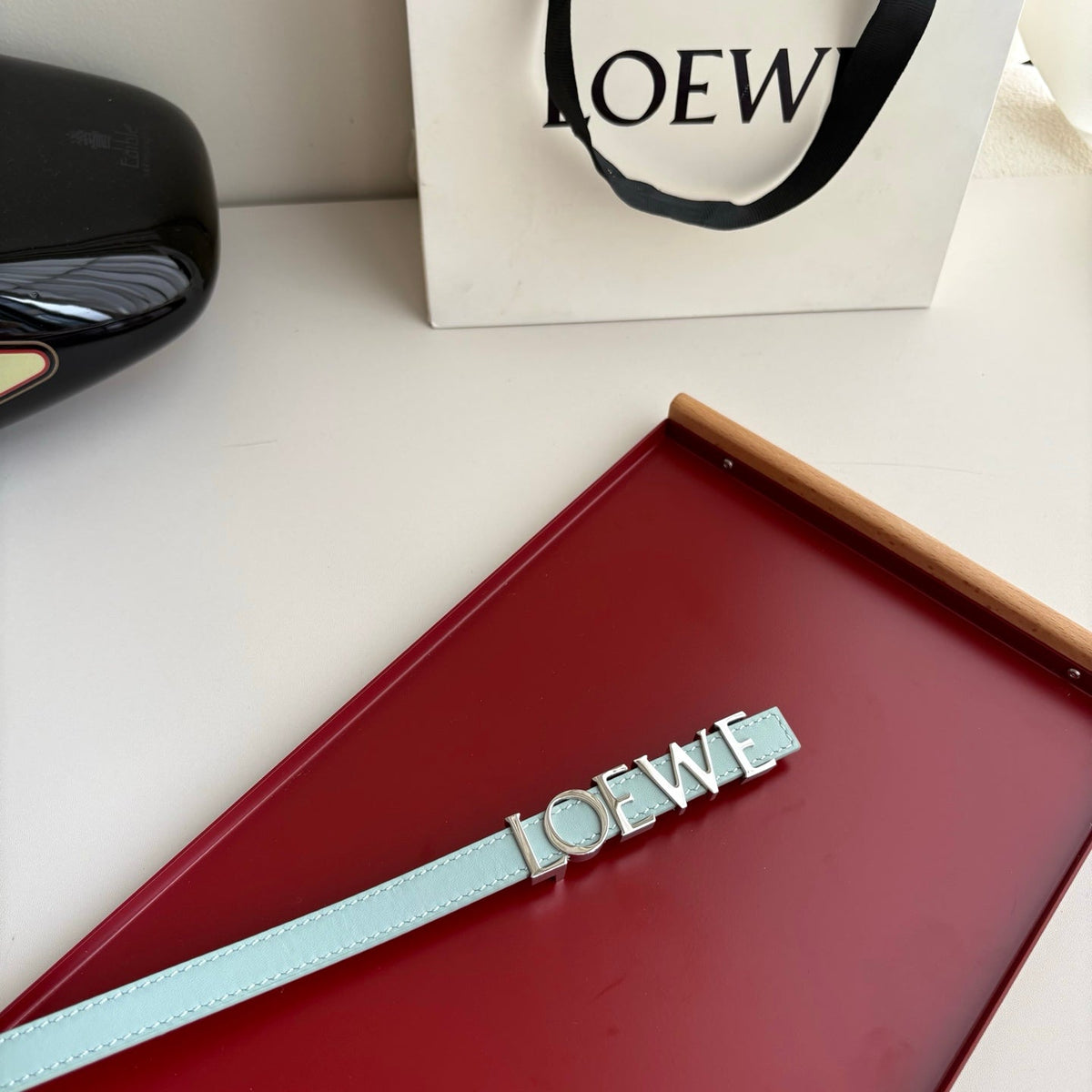 Loewe Women's Leather Belt Anagram Buckle Classic Dress Waist Belt for Jeans Trousers Coat Casual Formal